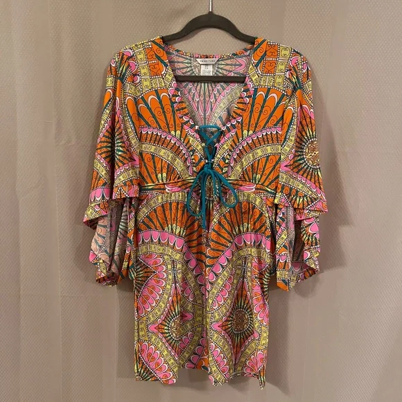 Trina Turk Tunic Coverup & Bikini Bottom Set Swim Beach - Picture 7 of 16